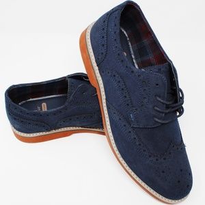 George Men's Blue Wingtip Dress Casual Laces Shoes